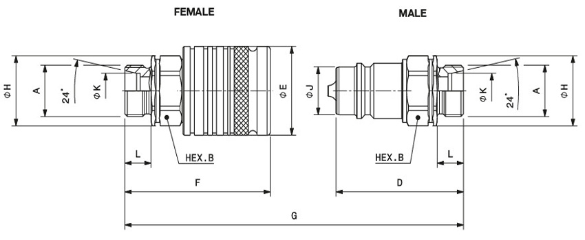 Cupla seria I/IP filet exterior METRIC S poza tehnica