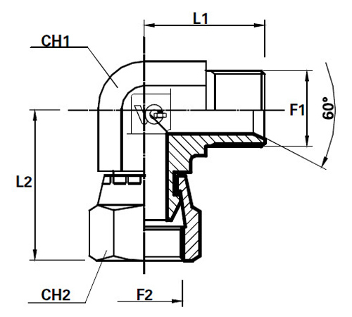 90° forjat filet exterior - interior rotitor poza tehnica