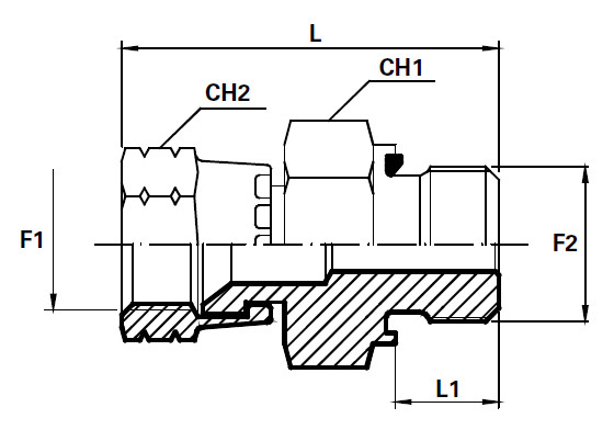 Adaptor trecere piulita JIC 74° sertizata - niplu BSPP 60° GG (FORM E) poza tehnica