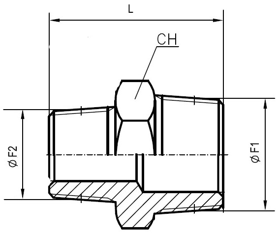 Niplu legatura redus filet NPT INOX poza tehnica