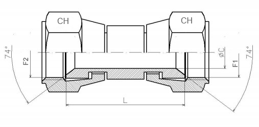 Piulita legatura sertizata filet JIC 74 (DKJ) INOX poza tehnica