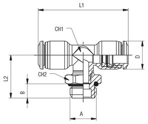 CONECTOR PNEUMATIC PLASTIC PUSH-IN TEU ORIENTABIL SI FILET EXTERIOR CENTRAL GAS PARALEL poza tehnica