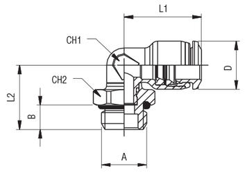 CONECTOR PNEUMATIC PLASTIC PUSH-IN COT ORIENTABIL SI FILET EXTERIOR GAS PARALEL poza tehnica