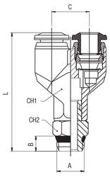 CONECTOR PNEUMATIC PLASTIC PUSH-IN Y SI FILET EXTERIOR GAS CONIC poza tehnica