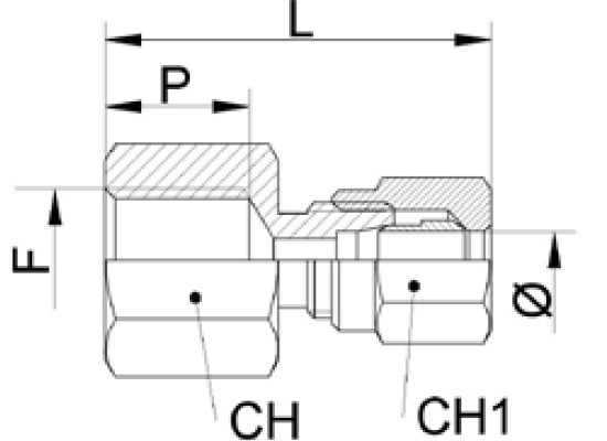 CONECTOR PNEUMATIC COMPRESIUNE DREPT SI FILET INTERIOR ALAMA ZINCATA poza tehnica